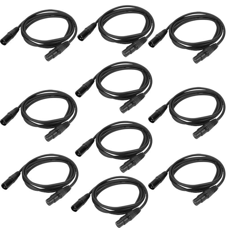 WorldLite 6.5ft DMX Cable, 10PCS 2m DMX Signal Cables Signal Wires, 3-Pin XLR Male to Female Stage Light Cable with Metal connectors, Connection for DMX512 Stage & DJ Lighting fixtures - Image 1